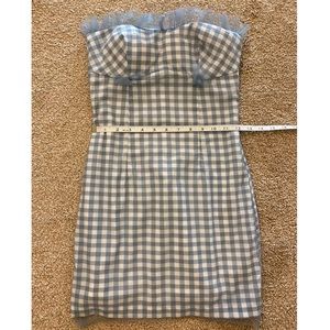 Le Palais Vintage Strapless Blue Gingham Mini Dress Size XXS